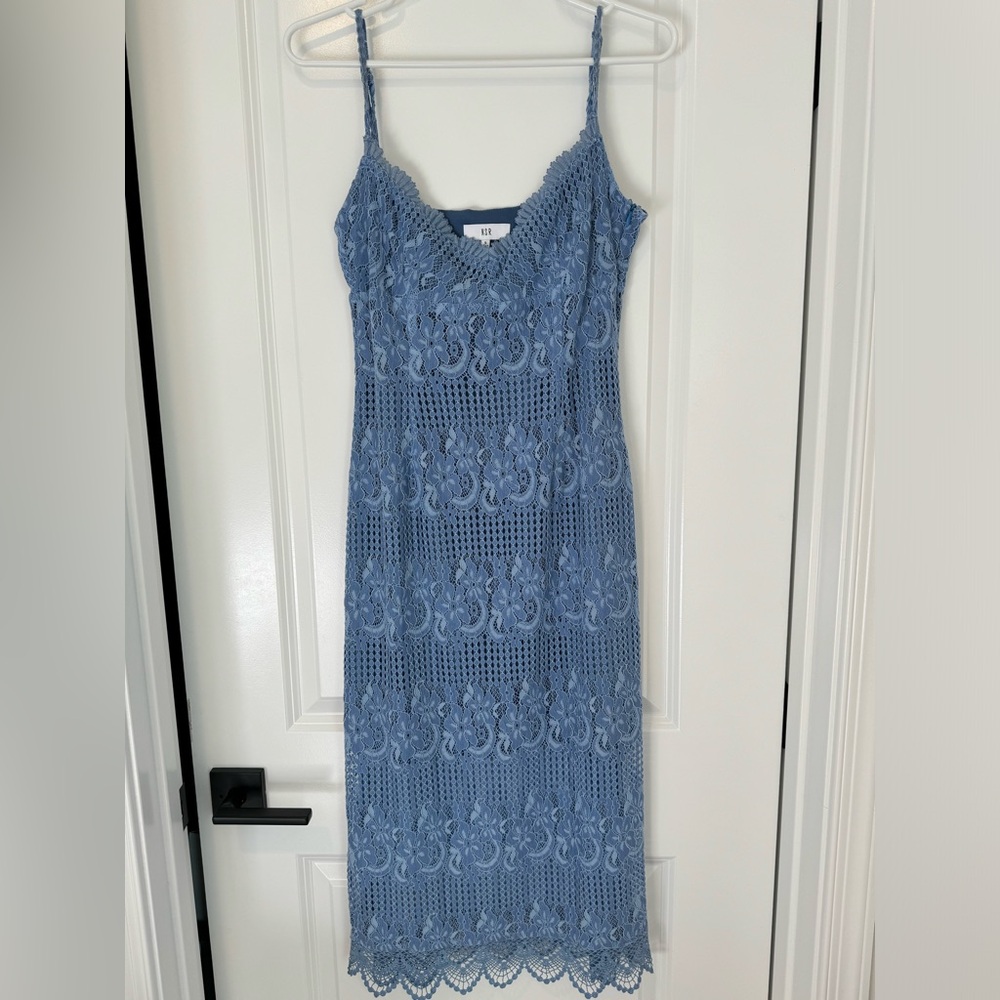 NSR Blue Fitted Lace Dress
